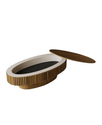 Streamdale 47" Oval Storage Coffee Table - Solid Wood Veneer, Brown