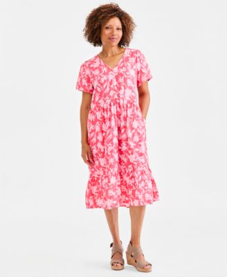 Women's Printed Cotton Gauze Midi Dress