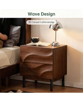 Nightstand, 2 Drawers, Modern Design, Low Profile