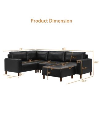 Modern Luxury 5-Piece Modular Sectional Sofa with Ottoman