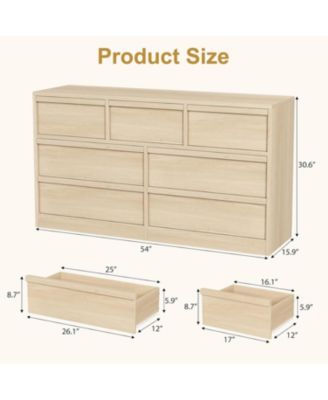 7 Drawer Dresser for Bedroom, Modern Double Dresser Organizer with 7 Drawers Large Storage, Wooden Chest of Drawers