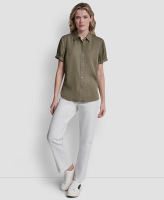 Women's Print Rolled Short-Sleeve Shirt