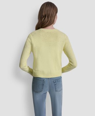 Women's Crewneck Front-Enamel Button Cardigan