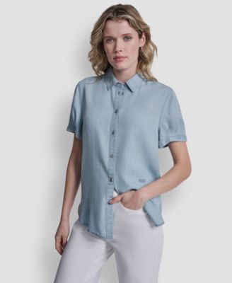 Women's Print Rolled Short-Sleeve Shirt