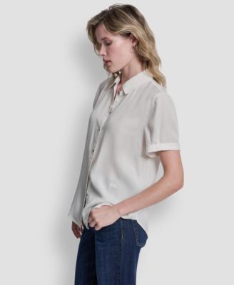 Women's Print Rolled Short-Sleeve Shirt