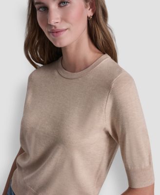 Women's Elbow-Sleeve Crew Neck Sweater