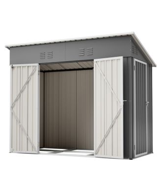 4x8 Slope-Roof Reinforced Storage Shed with Weatherproof Roof & Vents