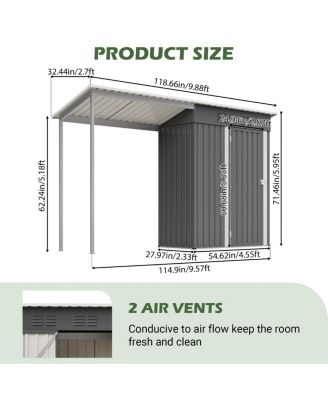 Durable 5x3FT Galvanized Steel Shed & Gazebo Combo