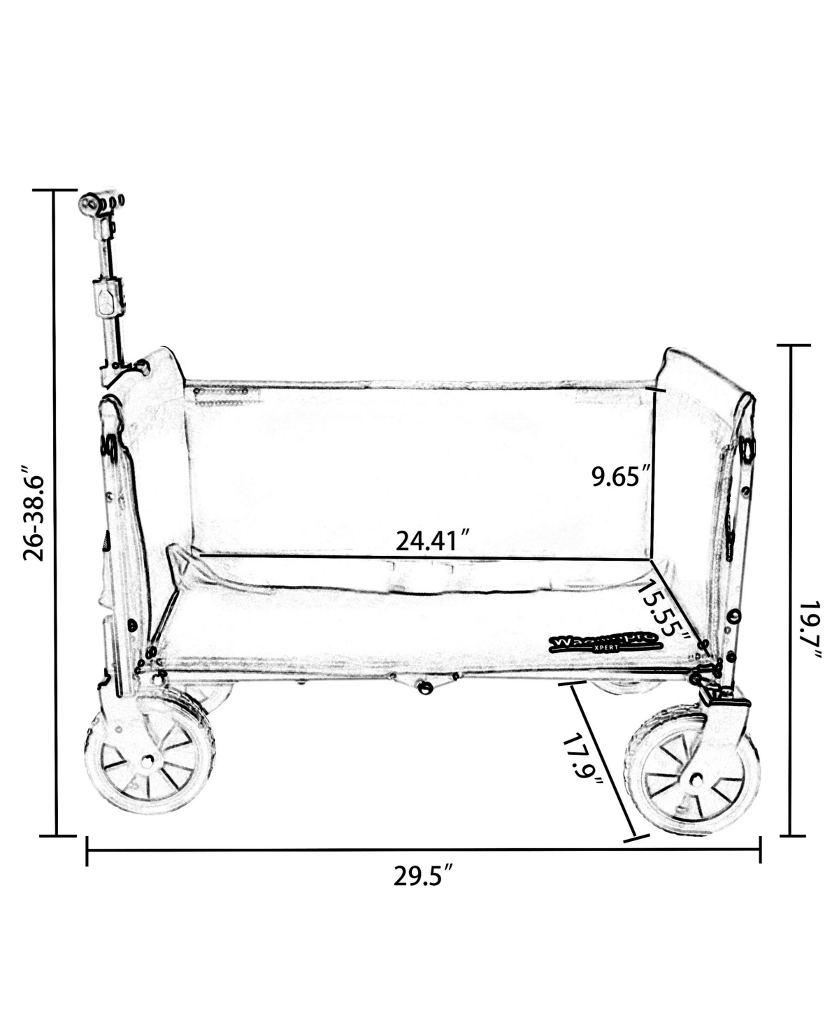 Rainsken Collapsible Wagon Cart - Heavy Duty Utility Cart with Bench Seat, Storage Compartment and Included Dog Tether for Groceries