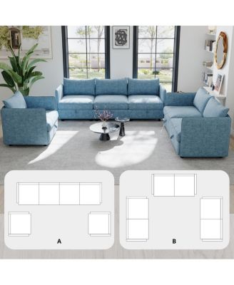 Modular Sectional Sofa with Storage, Convertible Living Room Set
