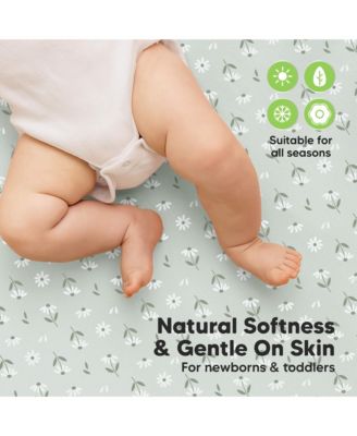 2pk Soothe Waterproof Fitted Crib Sheets for Girl, Boy, 100% Soft Cotton Crib Mattress Protector Sheet