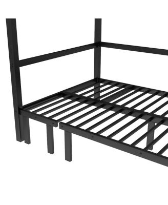Twin XL over Twin XL pull-out Metal Bunk Bed with safety rails