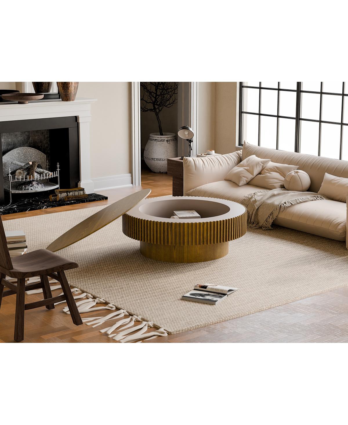 Streamdale Furniture Solid Wood Veneered Modern Coffee Table with Storage
