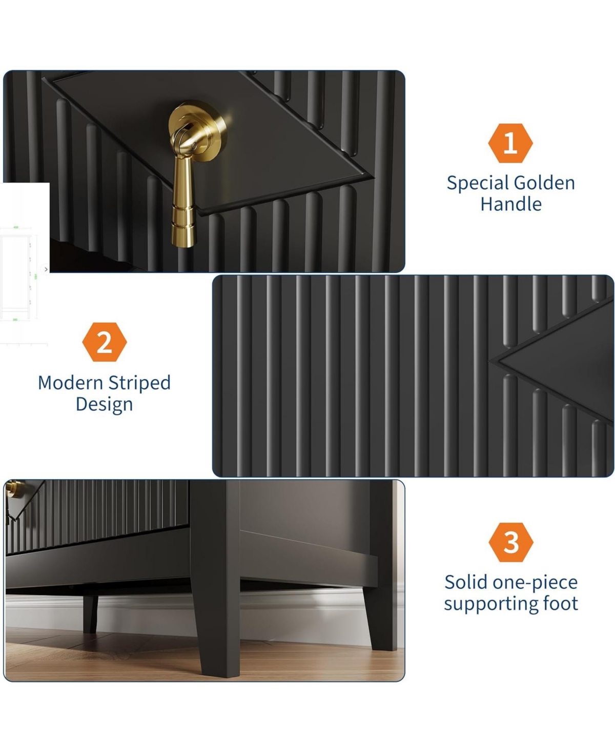 gaomon "32" wide 5 drawer modern dresser with metal handle, wood bedroom organizer and Tv stand."