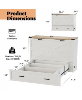 Murphy Bed with Charging Station & Storage Drawer