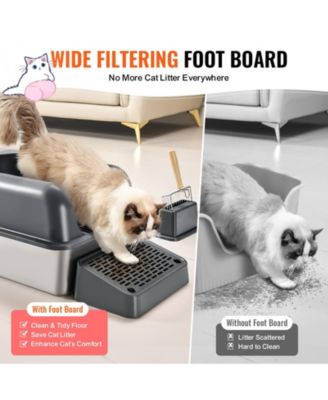 Deep 6" Odor-Free Cat Litter Box with Filter Mat & Foot Scraper