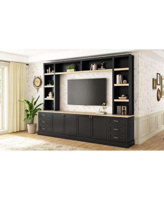  Farmhouse 4-Piece Entertainment Center Wall Unit