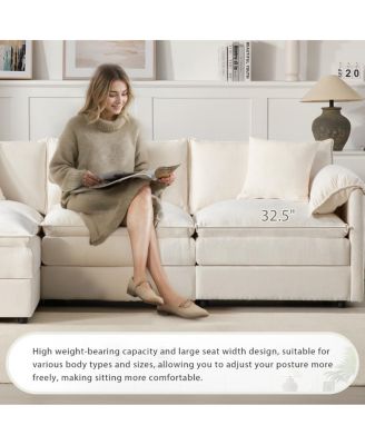 Chenille Modular Sectional Sofa with Deep Wide Seat & Double Cushions