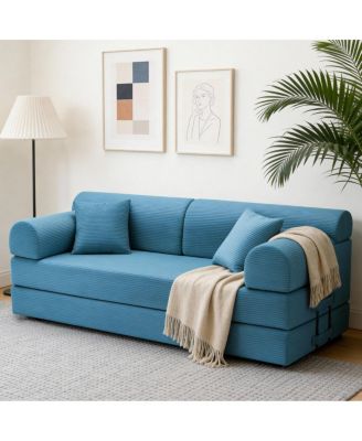 Convertible Sleeper Sofa Bed with Pillow, Corduroy Folding Mattress Couch
