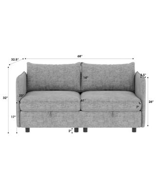  Mid Century Modern Loveseat Sofa Couch with Storage