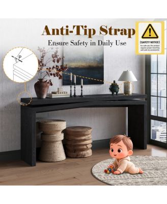  65-Inch Rustic Solid Wood Veneer Console Table - Farmhouse Entryway Sofa Table