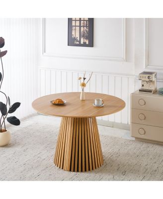 5pcs Dining Set, Metal Leg Table, Mid-century MDF Top, Pedestal Table