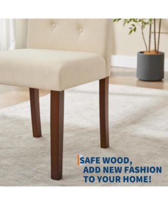 Upholstered Dining Chairs Set of 4 Modern Fabric Kitchen Side Chairs with Sturdy Wood Legs Parsons Design Comfortable Soft Linen