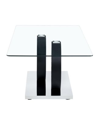 Modern Glass Top Coffee Table with Black Base - 47.2" L