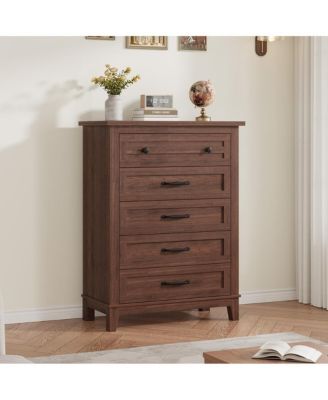 5 Dresser for Bedroom, 41.3 in Tall Vertical Drawer Dresser with Large Storage, Freestanding Wooden Closet Chest for Bedroom, Living Room