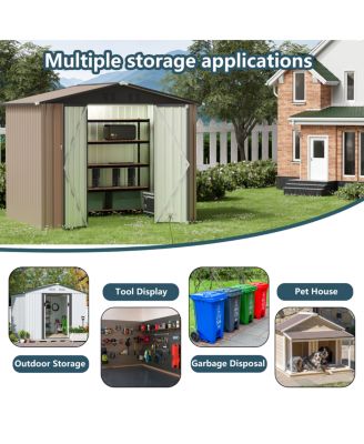8FT x 6FT Apex Roof Garden Shed - Galvanized Steel Storage House