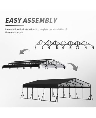  Carport Canopy 20'X30' Heavy Duty Steel Roof, Reinforced Frame Car Tent