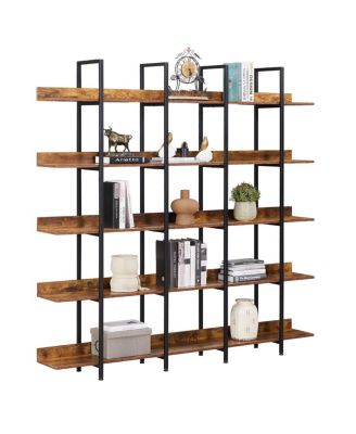 5 Tier Vintage Industrial Bookcase with Metal Frame & MDF Board