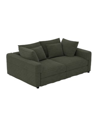 Plush Corduroy 4-Seat Sofa, Modern Comfy Upholstered Cloud Couch