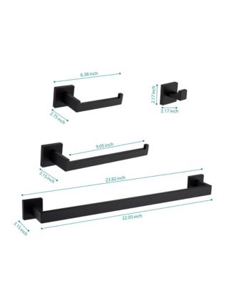 8 - Piece Bathroom Hardware Set, Stainless Steel Bath Towel Holder, Square Wall Mounted Towel Rack, Matte Black Towel Bar for Bathroom