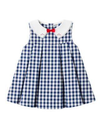Baby Girls' Scallop-Collar Dress & Panties with Hairclip, 2-Piece Set