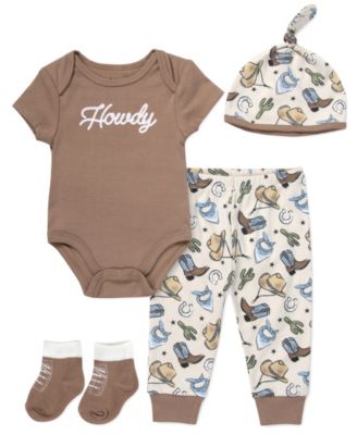 Baby Boys' Short-Sleeve Bodysuit, Pants, Socks and Hat, 4-Piece Set