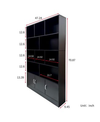 10 Cube 3 Door Wood Modern Storage Organizer Bookshelf