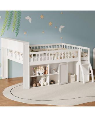 Loft Bed with Storage, Headboard with LED Light.