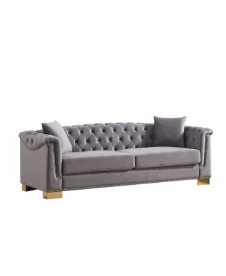 Classic Modern 84-inch Chesterfield Velvet Sofa with Rolled Arms.