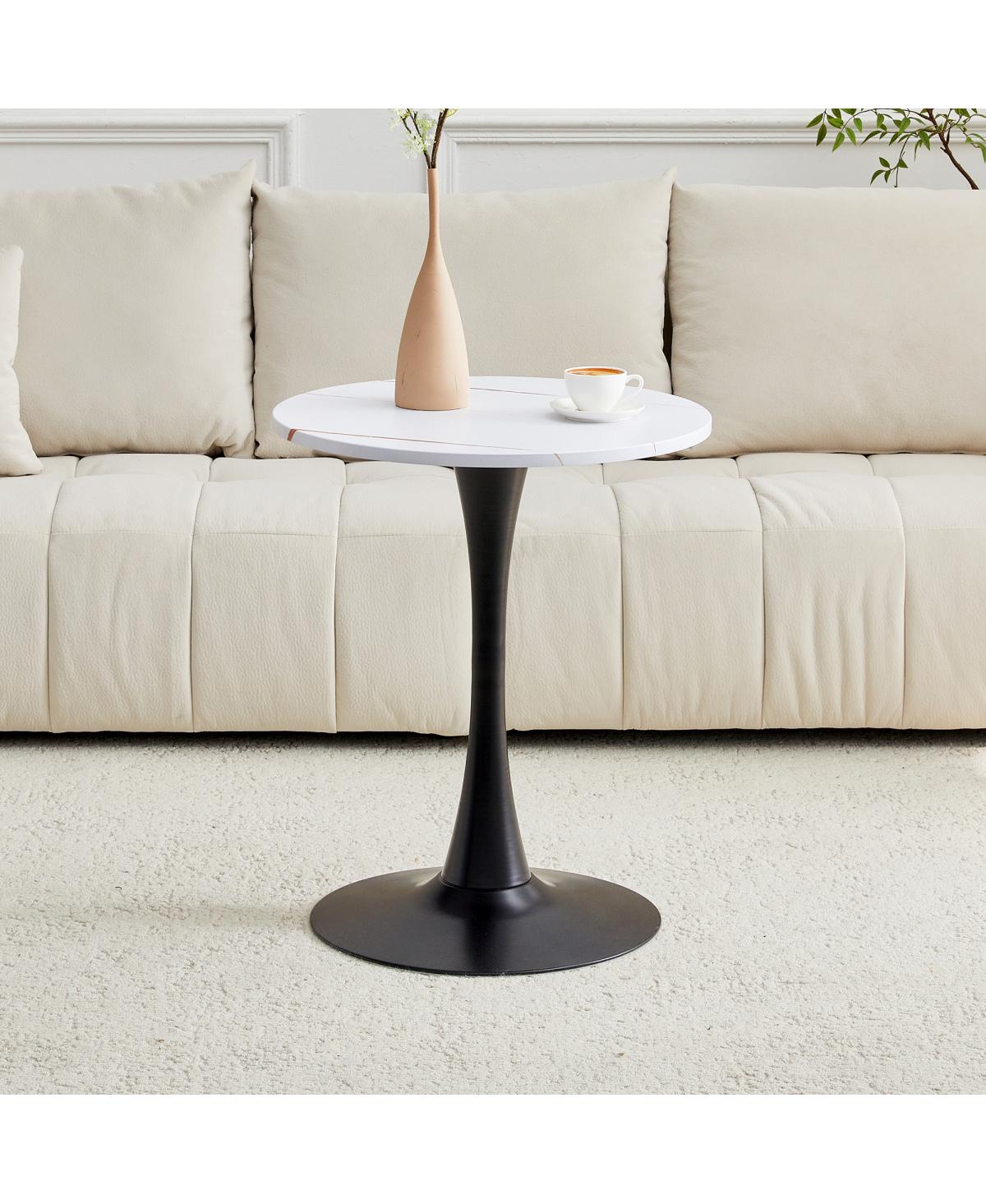 Streamdale Furniture Round Dining Table, 23.6" Tulip Bistro Table with Metal Pedestal
