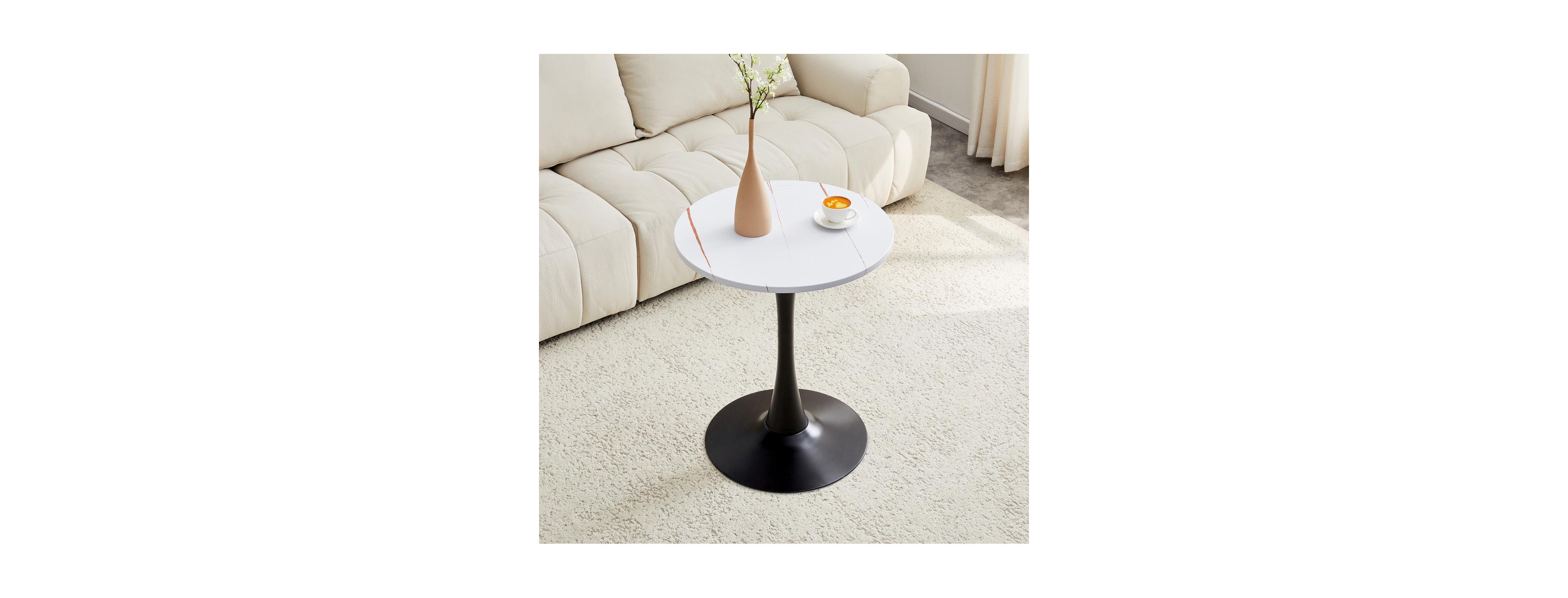 Streamdale Furniture Round Dining Table, 23.6" Tulip Bistro Table with Metal Pedestal