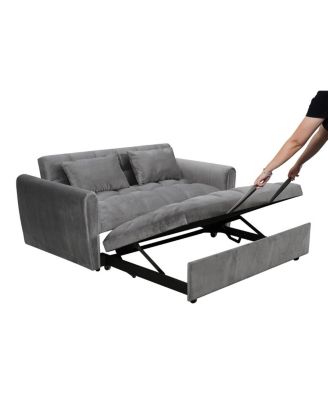 65-inch 3-in-1 Foldable Sofa Bed, Modern Velvet Double Sofa with Adjustable Back