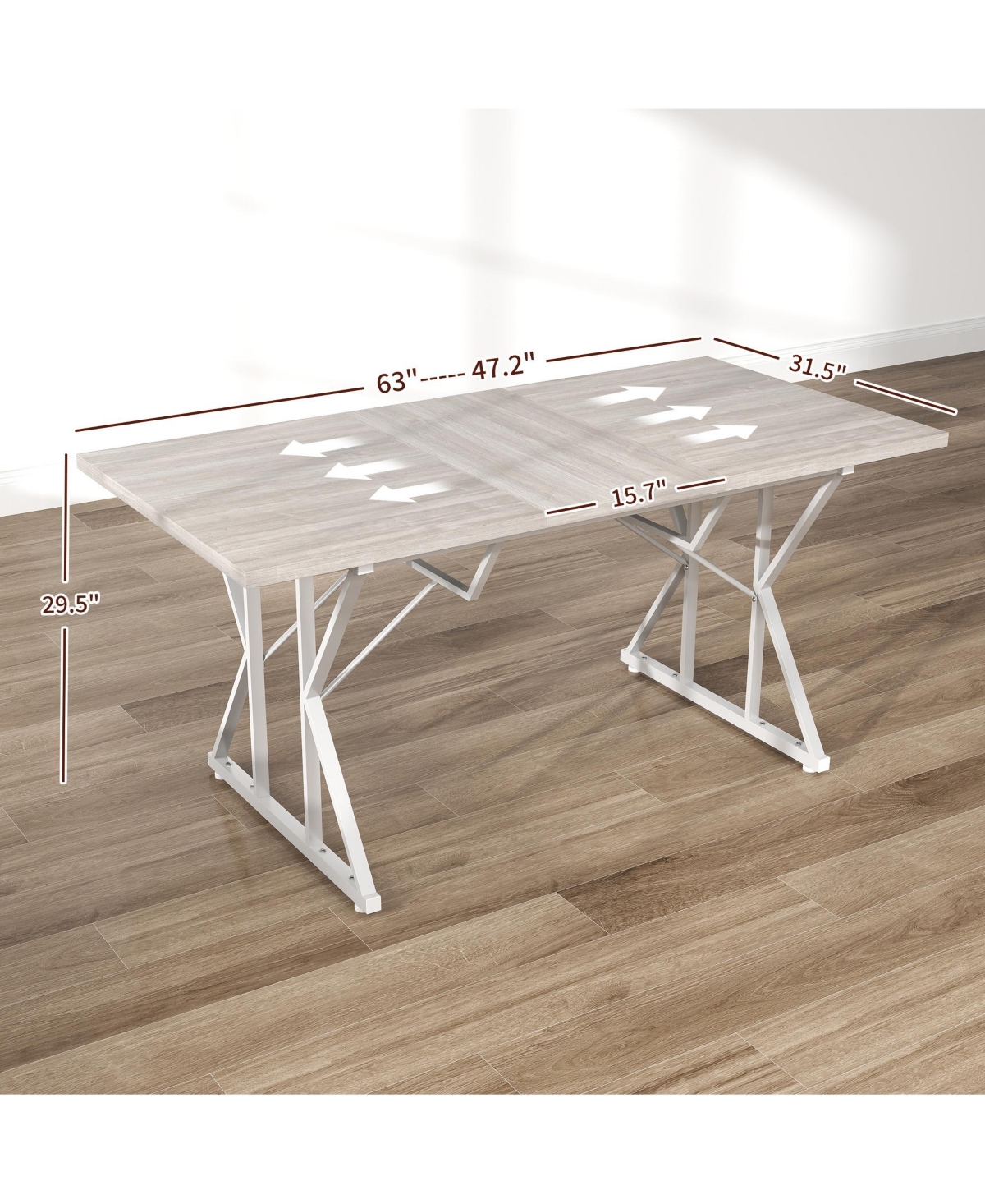 Homcom 47"-63" Expandable Dining Table Extendable Kitchen Table Distressed