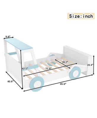 Twin Size Car Bed with Storage Shelves, Cute Car-Shape