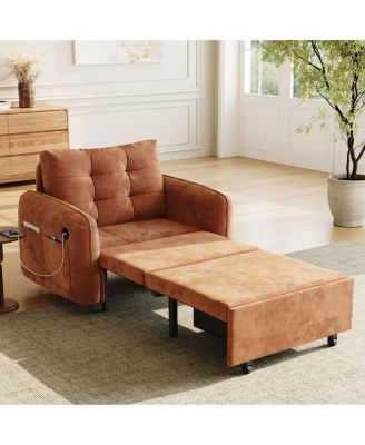 3-in-1 Sleeper Chair Bed, 80" Extra Long Pull Out Sofa with USB Charging & Storage