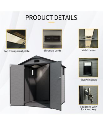 6x6 FT Plastic Outdoor Storage Shed - Lockable Resin Tool Shed