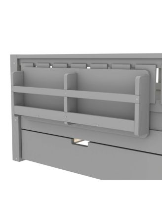 Twin Bed with Bookshelves, Staircase, Trundle.