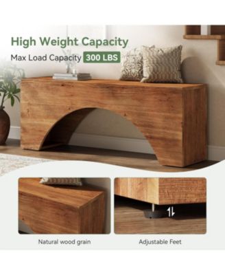 47" Solid Wood Bench, Arch End of Bed Bench for Bedroom, Narrow Long Entryway Bench, Wooden Indoor Dining Bench