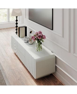 58" TV Console with Spiral Wave Design, Storage Cabinet & 2 Drawers