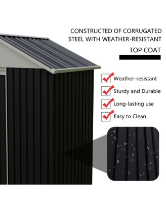 6x4 FT Outdoor Storage Shed with Rack and Shelves for Backyard Use